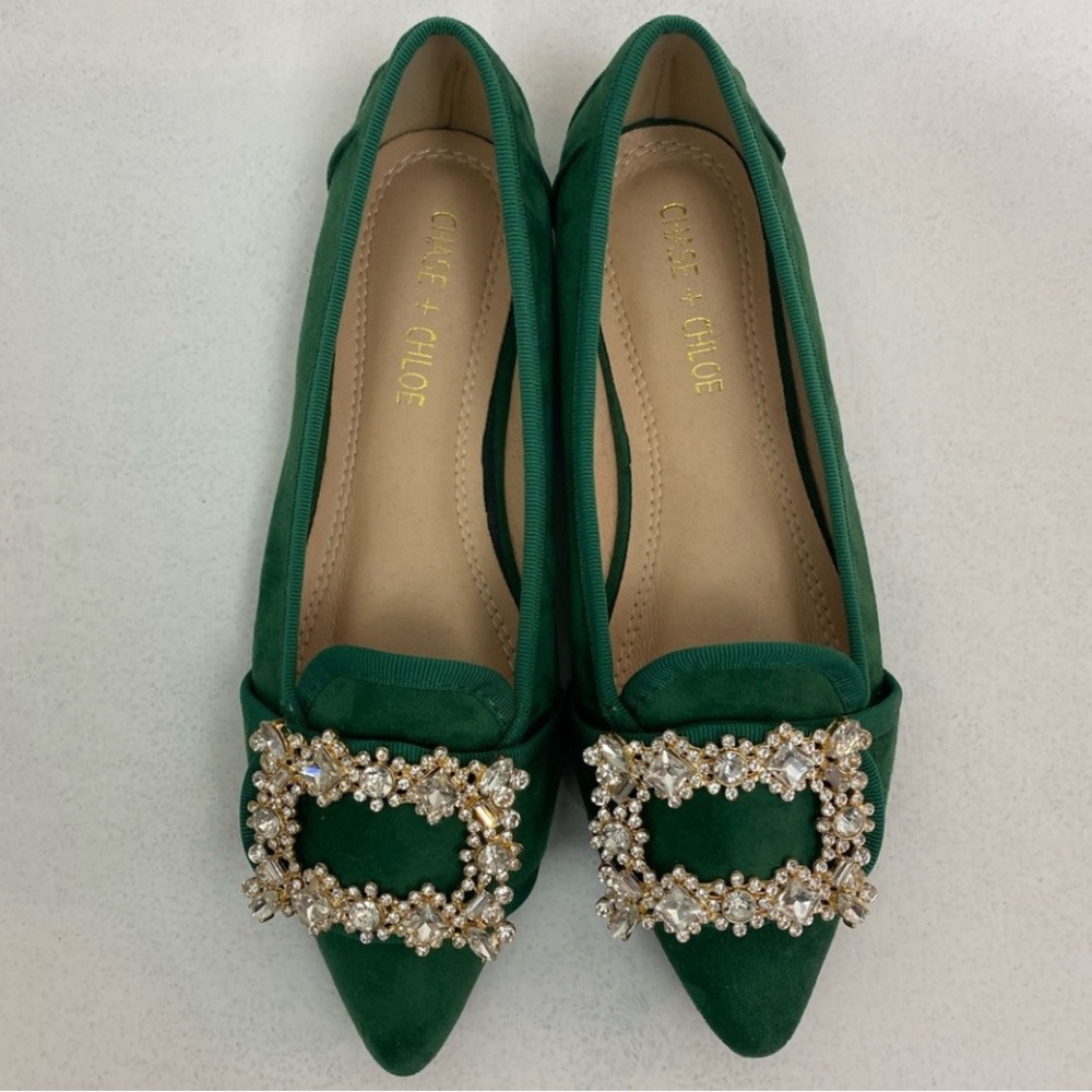 BEAUTIFUL SUEDE FLATS WITH BLING    NEW IN BOX - Picture 7 of 11